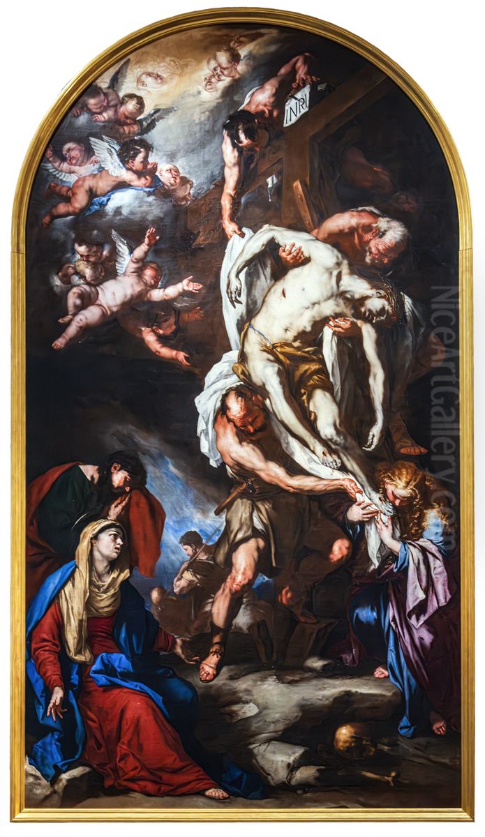 The Descent from the Cross Oil Painting by Luca Giordano