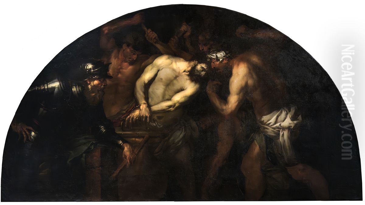 Christ scourged at the column Oil Painting by Giovan Battista Langetti
