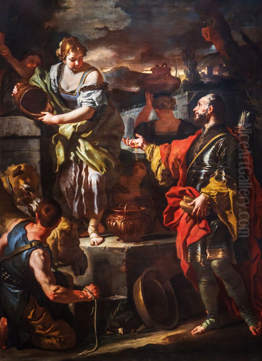 Rebekah and Abraham's servan Oil Painting by Francesco Solimena