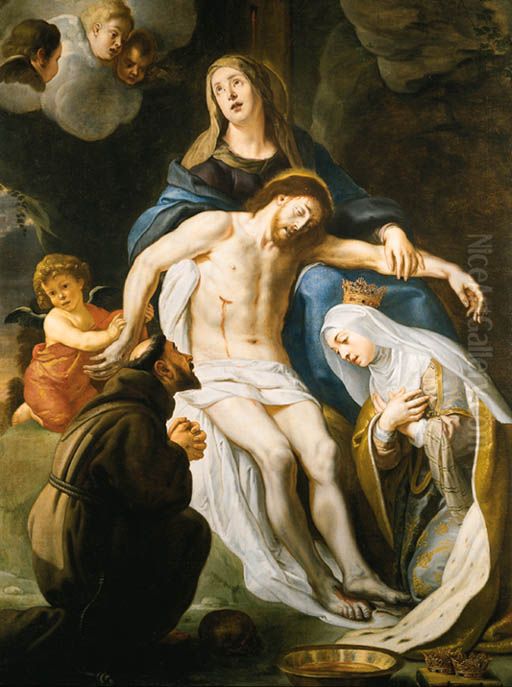 The Deposition with Saints Francis of Assisi   and  Elizabeth of Hungary Oil Painting by Gaspar De Crayer