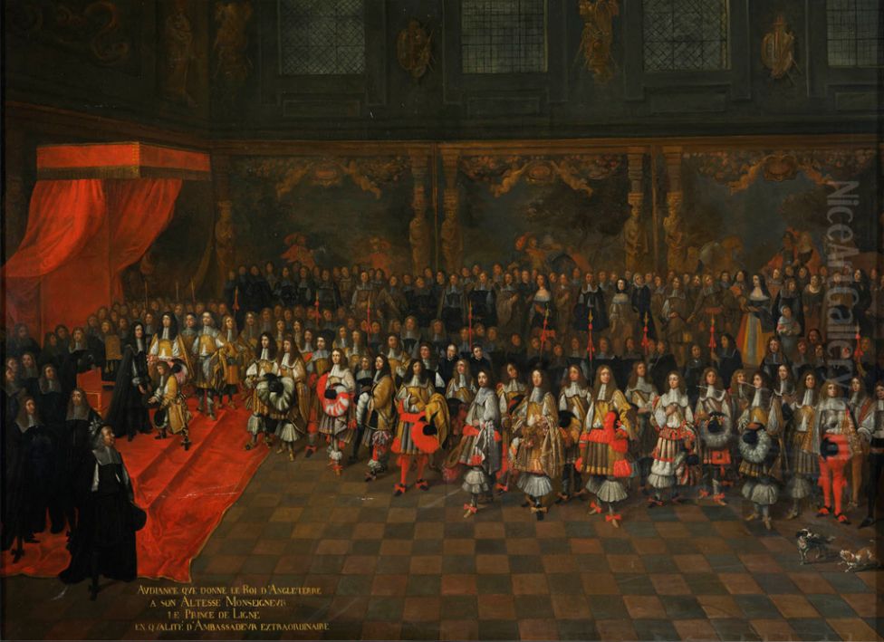 Charles II receives the Spanish Ambassador, Claude-Lamoral, Prince de Ligne, in 1660 Oil Painting by Francois Duchatel