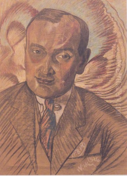 Male portrait  (Stanislaw Alberti ?) Oil Painting by Stanislaw Ignacy Witkiewicz