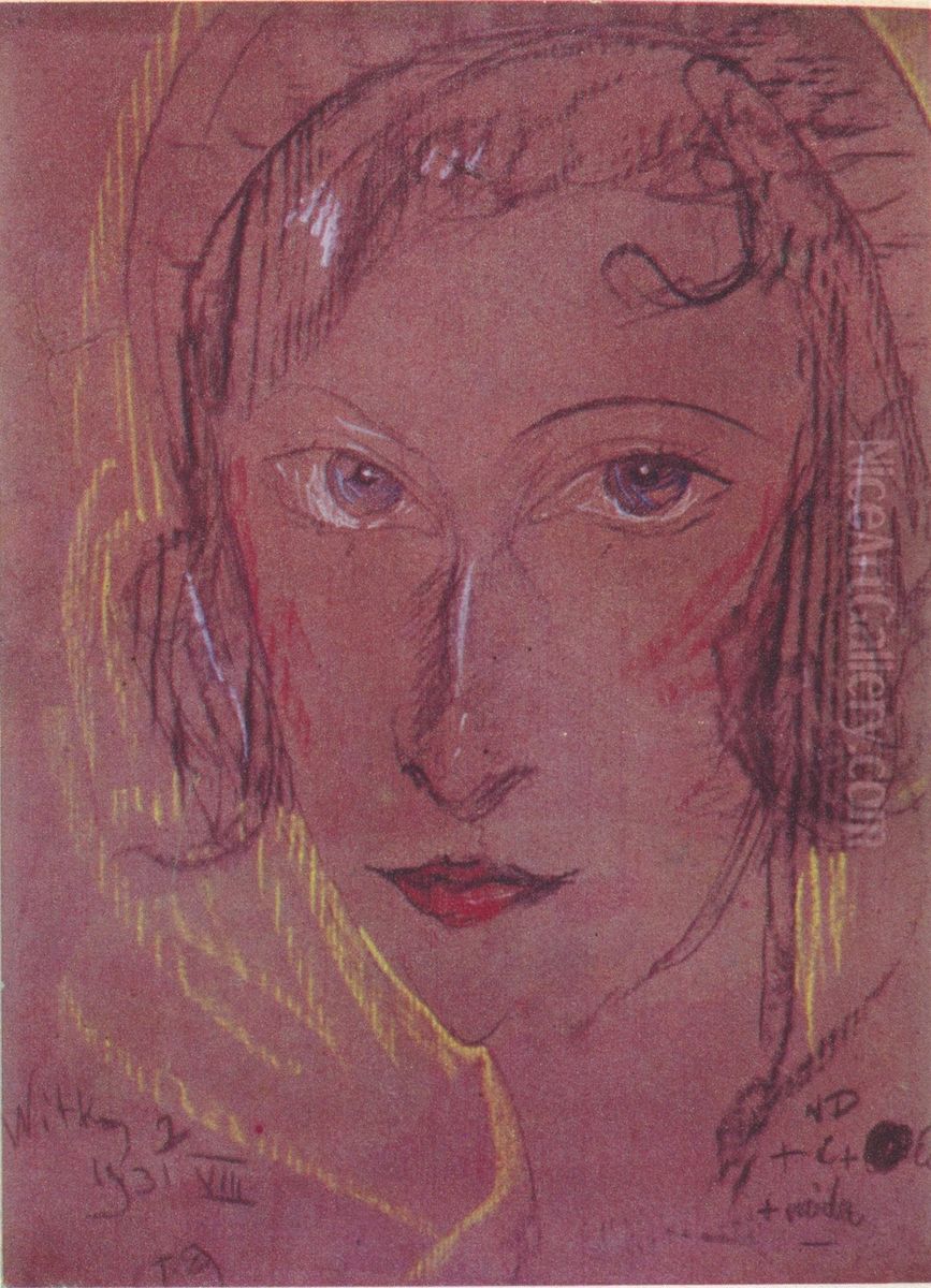 Portret Janiny Turowskiej-Leszczynskiej Oil Painting by Stanislaw Ignacy Witkiewicz (Witkacy)