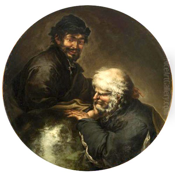 Heraklit und Demokrit Oil Painting by Salvator Rosa