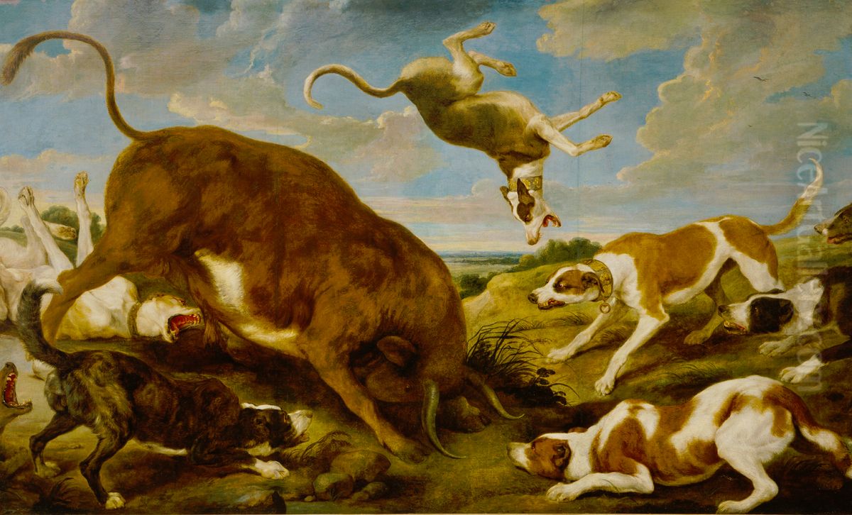 Bull Attacked by Hounds Oil Painting by Paul de Vos Bull Attacked by Hounds Oil Painting by Paul de Vos