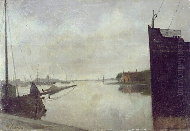 Aan het IJ Oil Painting by Eduard Karsen