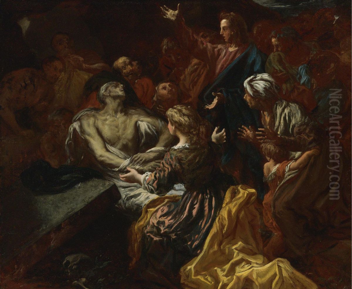 The Raising of Lazarus Oil Painting by Livio Mehus