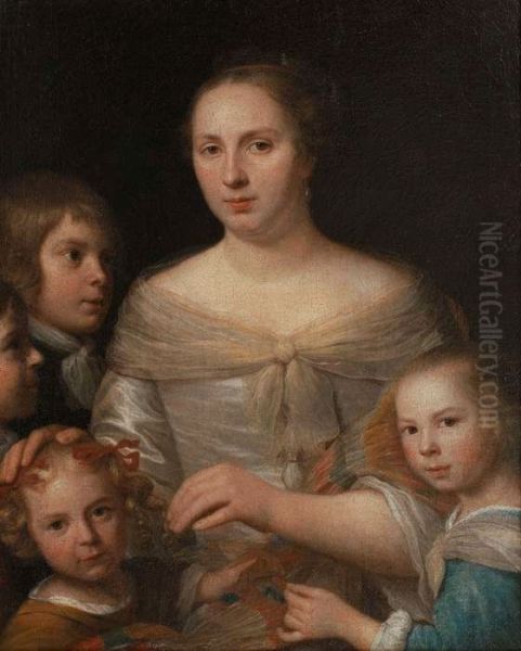 Portret matki z dziecmi Oil Painting by Wallerant Vaillant