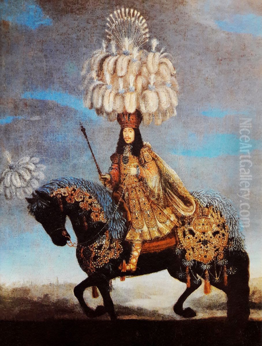 Leopold I on horseback in a costume for a 