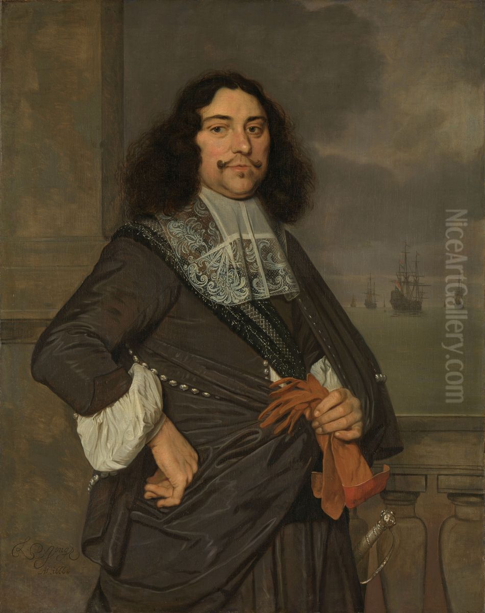 Jan van Nes (1631-80). Vice-admiraal van Holland en West-Friesland Oil Painting by Ludolf de Jongh