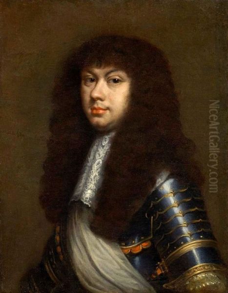 Portrait of King Michael Korybut Wisniowiecki in armour Oil Painting by Daniel Schultzor workshop