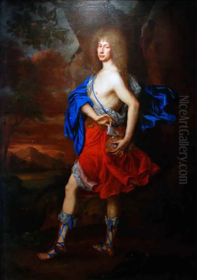 Portrait of an unknown nobleman in Mercury costume Oil Painting by Jan De Herdt