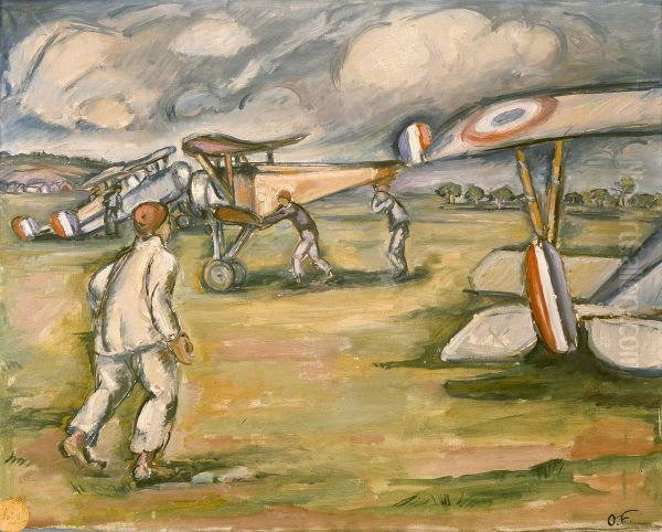 Annamites dans un camp d'aviation Oil Painting by Othon Friesz