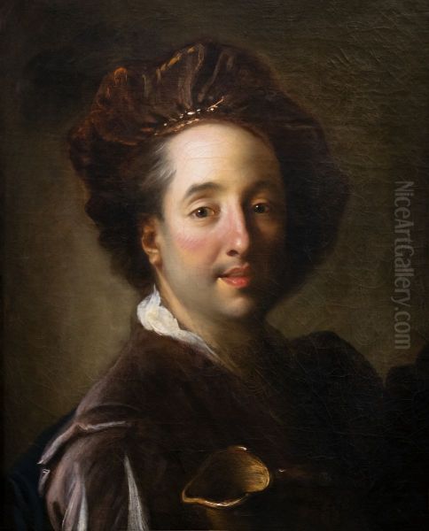Portrait of a drinkerFrancais:Portrait d'un buveurItaliano:Ritratto di un bevitore Oil Painting by Alexis Grimou