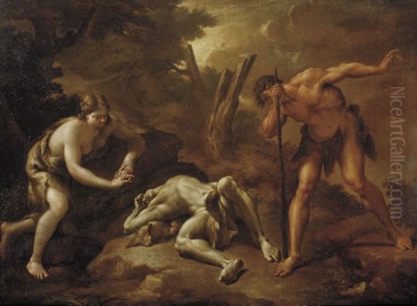 The lamentation of Adam and Eve over Abel's body Oil Painting by Nicola Vaccaro
