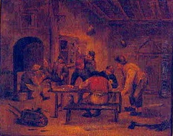 Peasants in a tavern. Oil Painting by Adriaen van Ostade