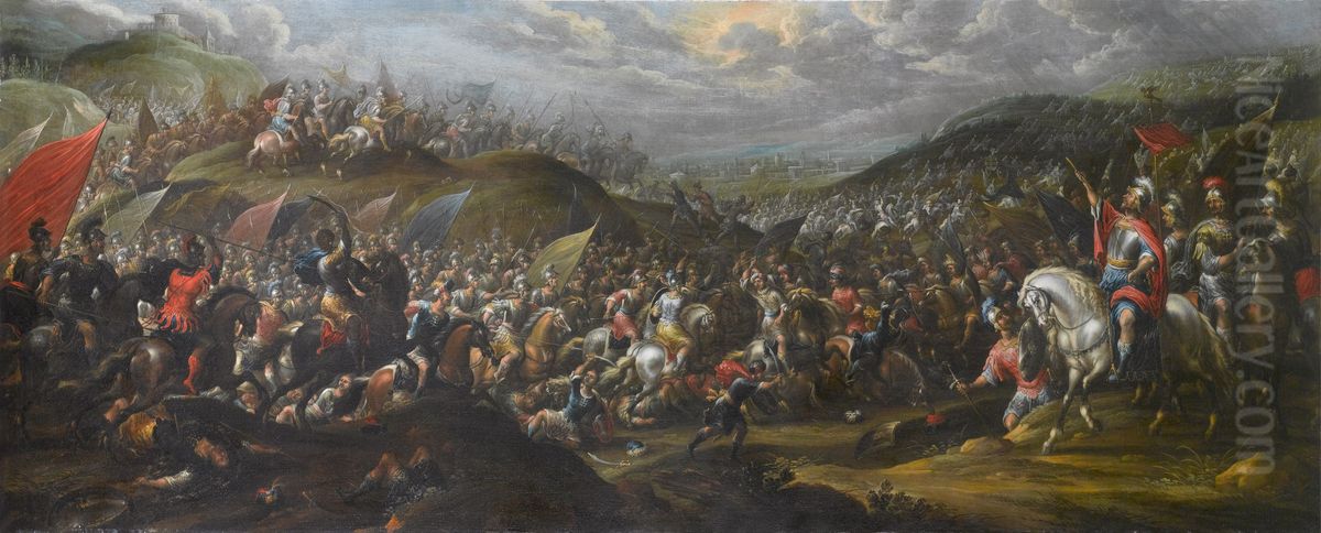 Joshua stopping the sun Oil Painting by Pauwels Casteels