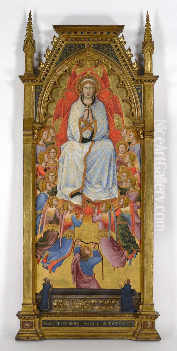 The Assumption of the Virgin with St. Thomas and Two Donors (Ser Palamedes and his Son Matthew). Oil Painting by Andrea Di Bartolo