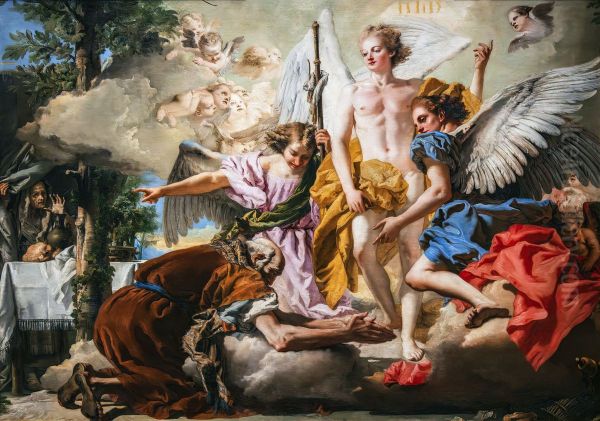 The Three Angels appearing to Abraham Oil Painting by Giovanni Domenico Tiepolo