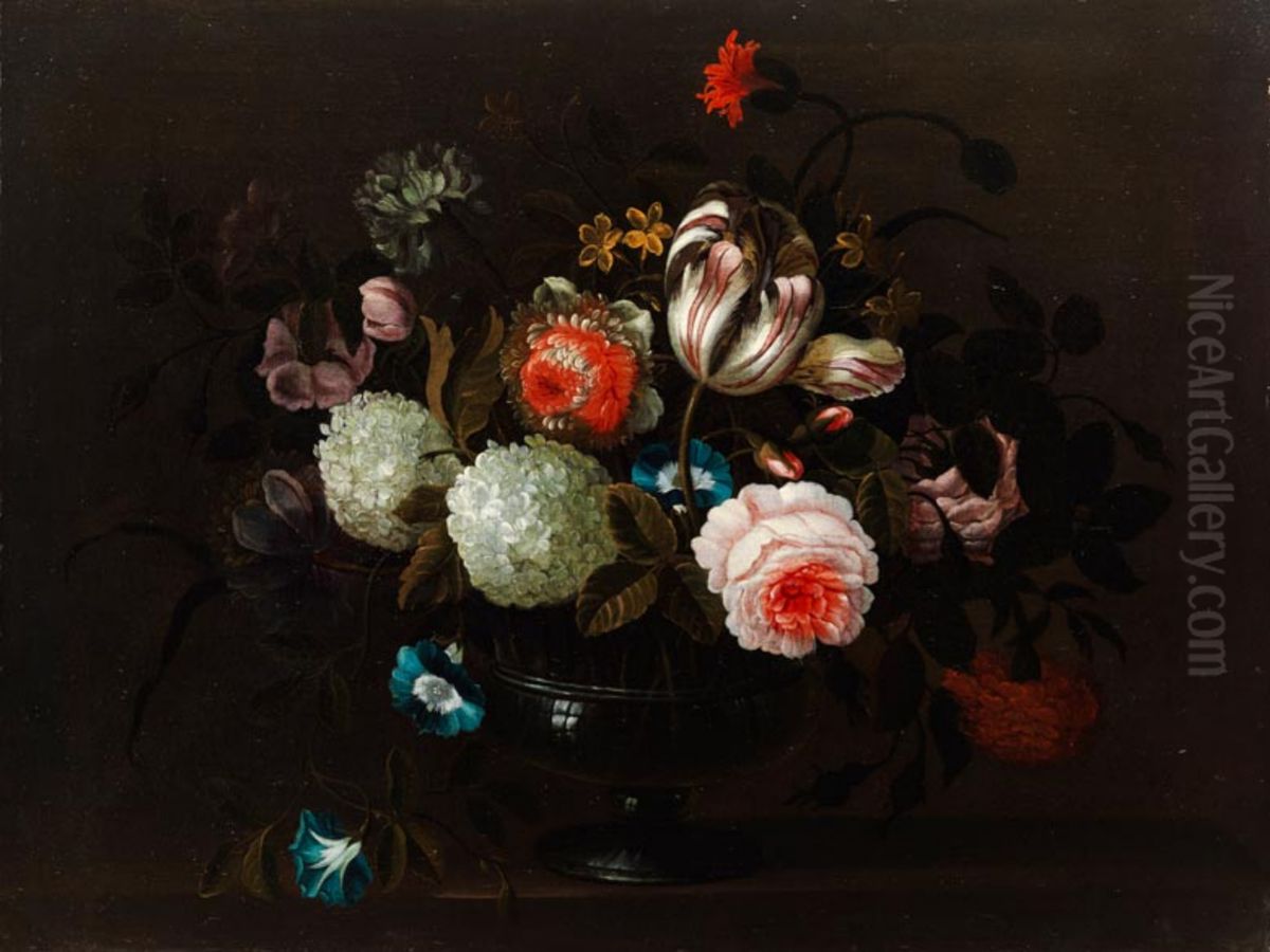 Still life of flowers in a glass vase Oil Painting by Pieter Hardime