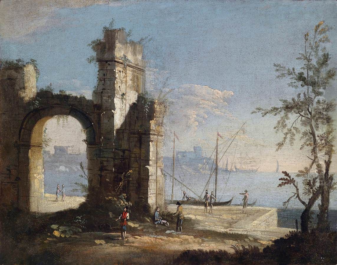 Architectural Capriccio Oil Painting by Gennaro Greco