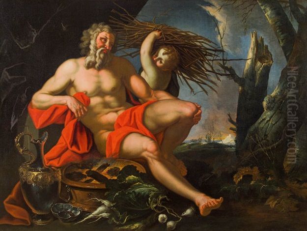 Allegory of winter Oil Painting by Nicola van Houbraken