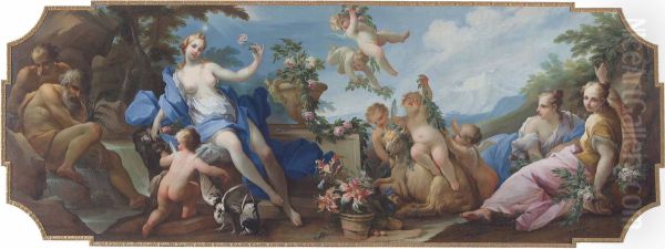 Aurora and Diana, or an Allegory of Spring Oil Painting by Giovanni Camillo Sagrestani