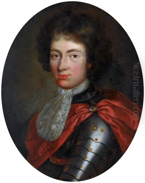 Portrait of Prince Jakub Ludwik Sobieski in armor. Oil Painting by unknown