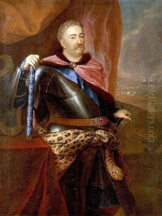 Portrait of John III Sobieski with a baton. Oil Painting by Jerzy Siemiginowski-Eleuter