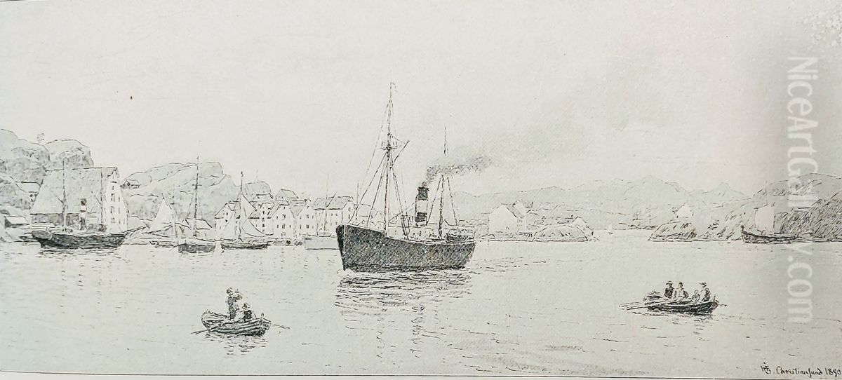 Christiansund Oil Painting by Hans Gude