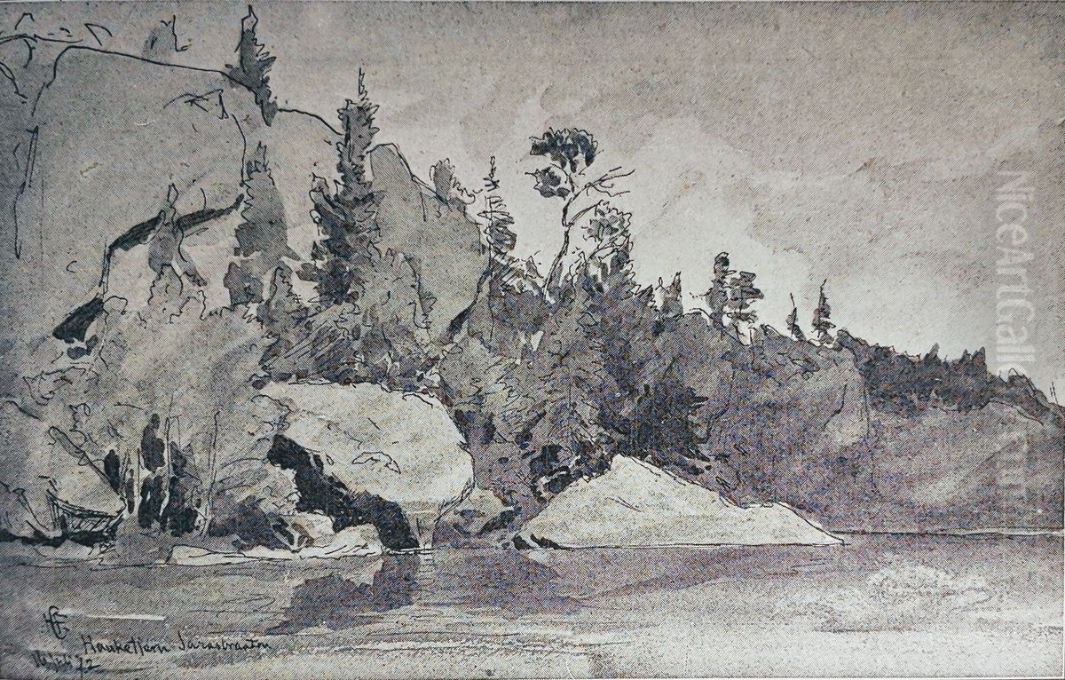 Hauketjern At Sarabraaten Oil Painting by Hans Gude