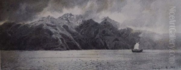 Sognefjorden Oil Painting by Hans Gude