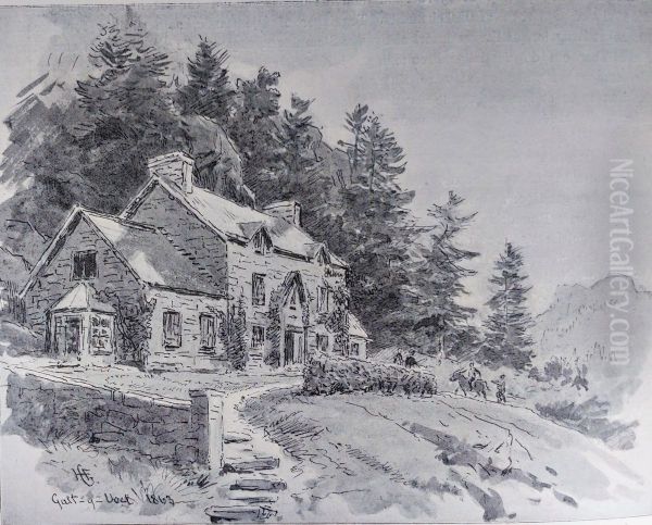 Gude's Cottage in Wales Oil Painting by Hans Gude