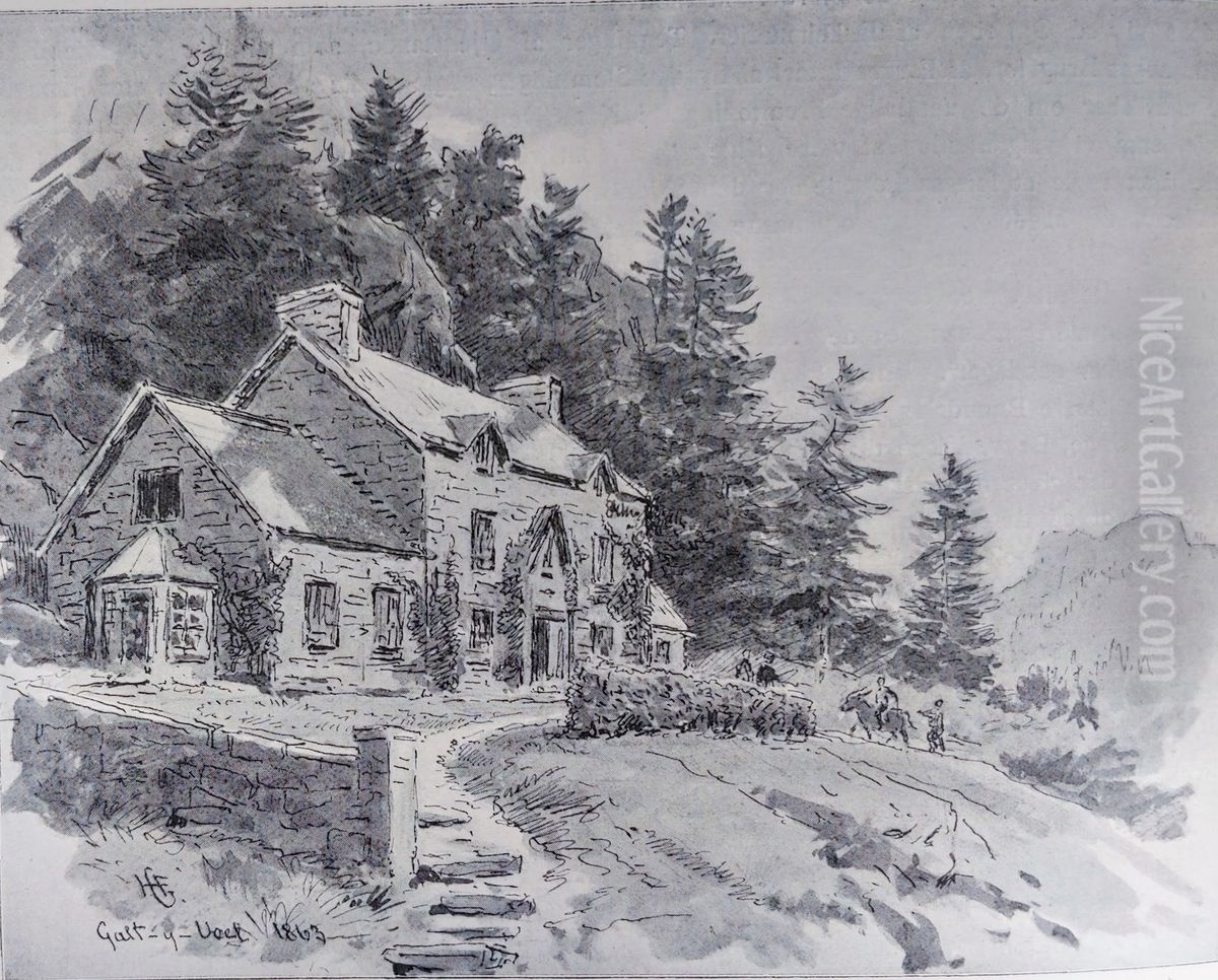 Gude's Cottage I Wales Oil Painting by Hans Gude