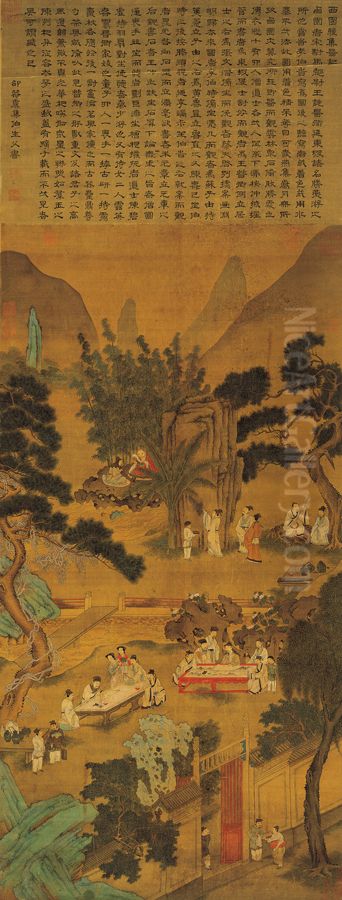 Elegant Gathering in the Western Garden Oil Painting by Zhao Mengfu