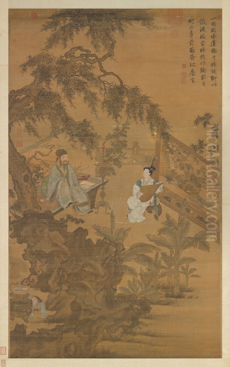Tao Gu Presenting a Lyric Oil Painting by Tang Yin