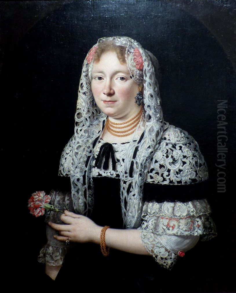 Portrait of a patrician lady from Gdansk. Oil Painting by Andreas Stech