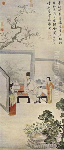 wen yan: fang tang ren shi nu tu Oil Painting by Tang Yin
