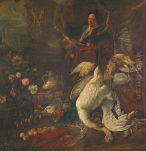 Portrait of a hunter with his trophies