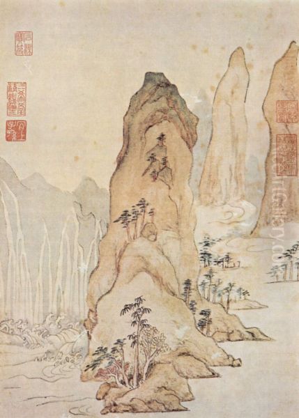 Landschaft im Geiste der Verse von Tu Fu Oil Painting by Wen Jia