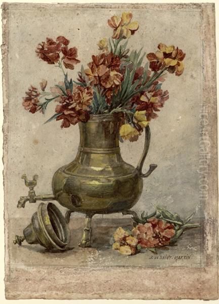 etude de fleurs Oil Painting by Uranie Alphonsine Colin-Libour