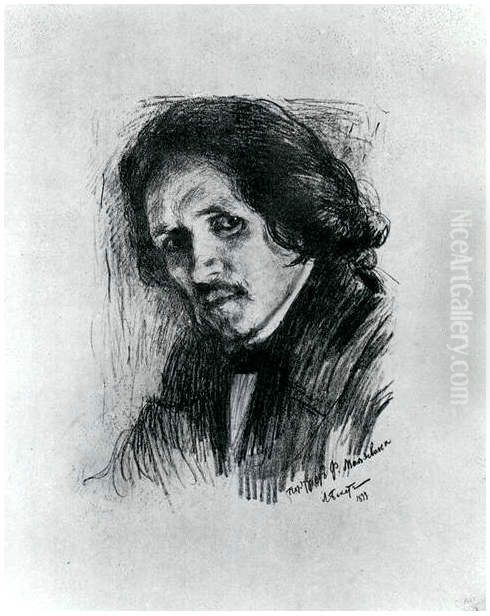 Portrait of the Filipp Maljawin Oil Painting by Leon Bakst