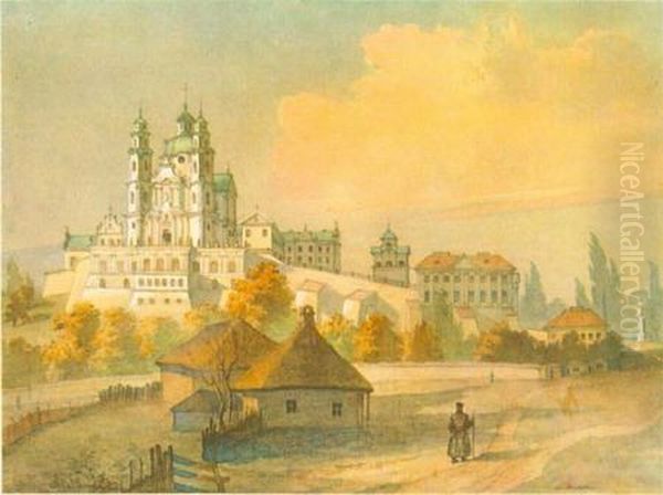 Pochayiv Lavra from south Oil Painting by Taras Shevchenko