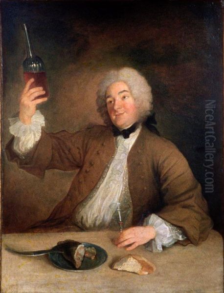 The Marquis d'Artaguiette as a drinker Oil Painting by Alexis Grimou
