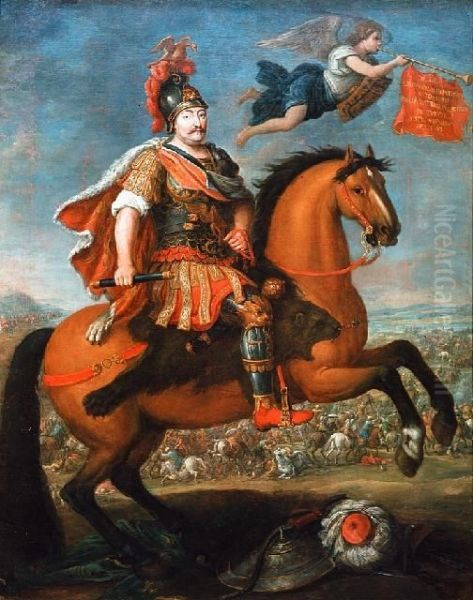 Equestrian portrait of John III Sobieski. Oil Painting by Rugendas, Georg Philipp I