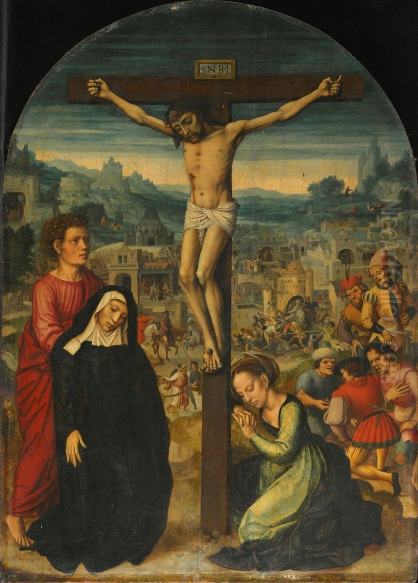 The Crucifixion with Scenes from the Passion beyond Oil Painting by Ambrosius Benson The Crucifixion with Scenes from the Passion beyond Oil Painting by Ambrosius Benson
