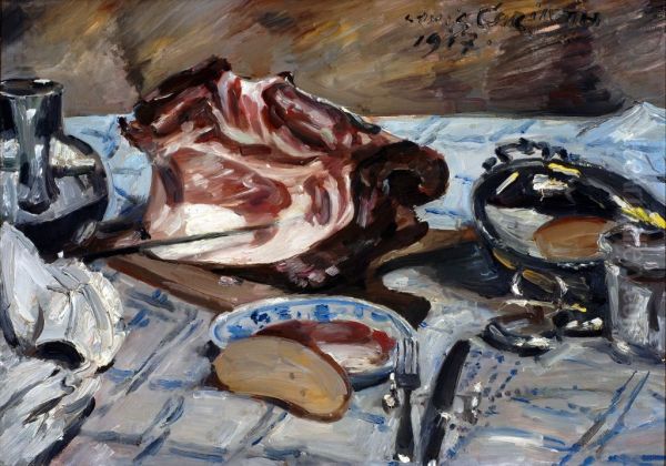 Fruhstuckstisch mit Schinken Oil Painting by Lovis (Franz Heinrich Louis) Corinth