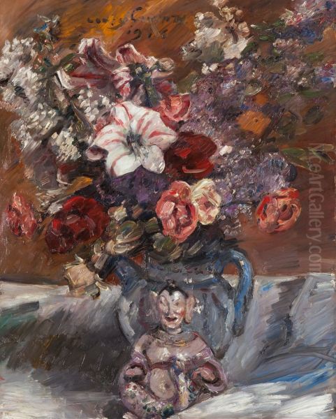 Blumen mit chinesischer Pagode Oil Painting by Lovis (Franz Heinrich Louis) Corinth