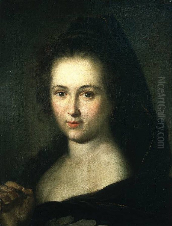 Bildnis Anna Catharina Huber-Faesch (1671-1719), Gattin des Kunstlers. Oil Painting by Johann Rudolf Huber