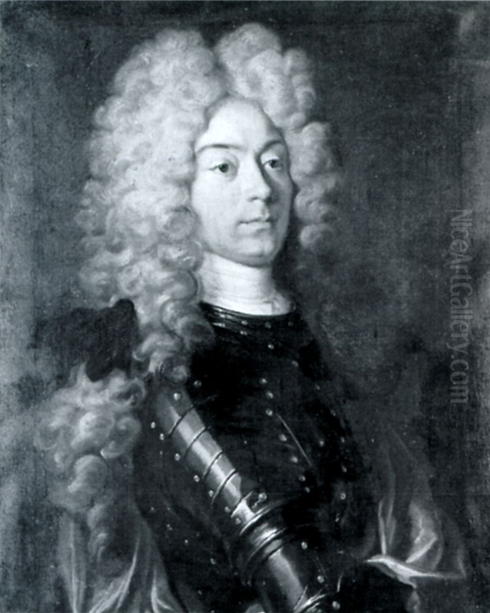 BildnisJohann Frisching(1668-1726), Mitherr zu Rumligen, Offizier, Venner zu Metzgern. Oil Painting by Johann Rudolf Huber BildnisJohann Frisching(1668-1726), Mitherr zu Rumligen, Offizier, Venner zu Metzgern. Oil Painting by Johann Rudolf Huber